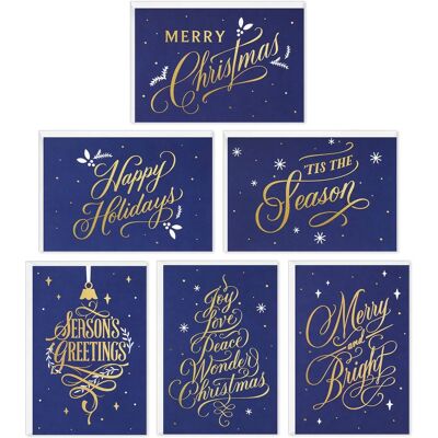 Biglietti di Natale Hallmark Blu e Oro - 72 Varianti Biglietti di Natale Hallmark Blu e Oro - 72 Varianti