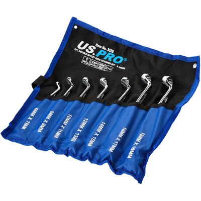 us pro Tools 7pc Double Hex 35 Deg Offset Swan Neck Spanner Set 6-19mm - Tool Set us pro Tools 7pc Double Hex 35 Deg Offset Swan Neck Spanner Set 6-19mm - Tool Set