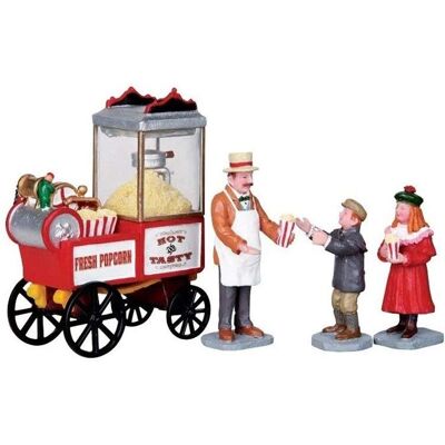 Lemax Vendeur de Popcorn - Ensemble de 4 Figurines de Village de Noël - Publicité Lemax Vendeur de Popcorn - Ensemble de 4 Figurines de Village de Noël - Publicité