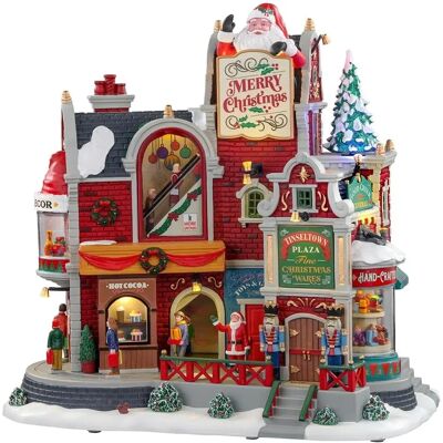 Lemax Tinseltown Plaza - Village de Noël avec Adaptateur - Publicité Lemax Tinseltown Plaza - Village de Noël avec Adaptateur - Publicité