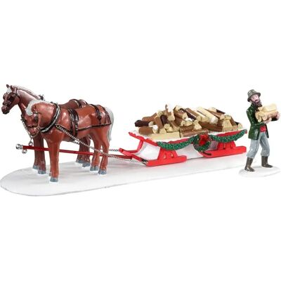 Lemax Livraison de Bois - Scène de Village de Noël - Publicité Lemax Livraison de Bois - Scène de Village de Noël - Publicité