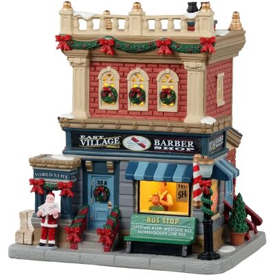 Lemax East Village Barbería - Decoración de pueblo navideño Lemax East Village Barbería - Decoración de pueblo navideño