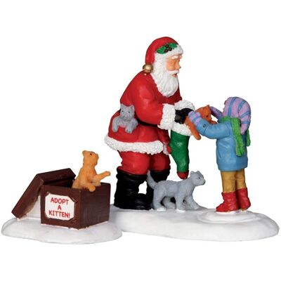 Lemax - Santa And Kittens - Set di 2 Figurine Natalizie Lemax - Santa And Kittens - Set di 2 Figurine Natalizie