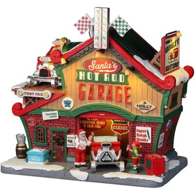 Lemax Garage Hot Rod di Babbo Natale - Accessorio Villaggio Natalizio Lemax Garage Hot Rod di Babbo Natale - Accessorio Villaggio Natalizio