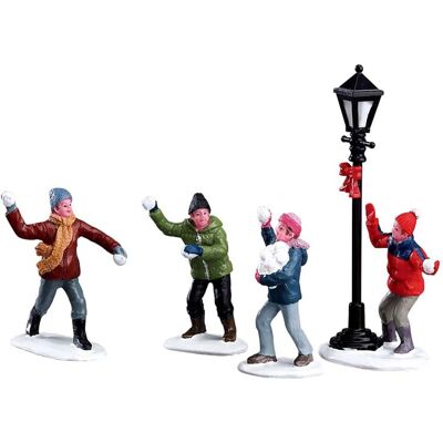 Lemax Combat de Boules de Neige - Ensemble de 4 - Publicité Lemax Combat de Boules de Neige - Ensemble de 4 - Publicité