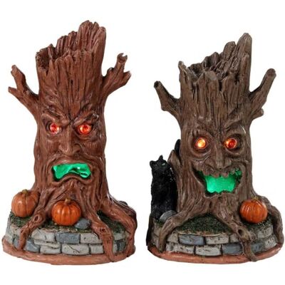 Lemax - Conjunto de 2 troncos embrujados - Decoraciones del pueblo navideño Lemax - Conjunto de 2 troncos embrujados - Decoraciones del pueblo navideño