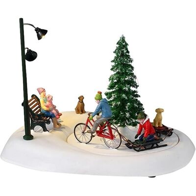 Lemax Snowbiking With Dad - Christmas Scene Figure Lemax Snowbiking With Dad - Christmas Scene Figure