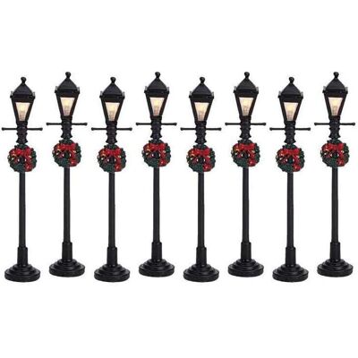 Lemax - Gaslaternen Straßenlaterne - Set aus 8 - Weihnachtsdorf Dekor Lemax - Gaslaternen Straßenlaterne - Set aus 8 - Weihnachtsdorf Dekor