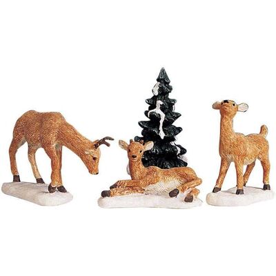 Lemax Ensemble de 4 Figures Cerf et Faon - Noël - Publicité Lemax Ensemble de 4 Figures Cerf et Faon - Noël - Publicité