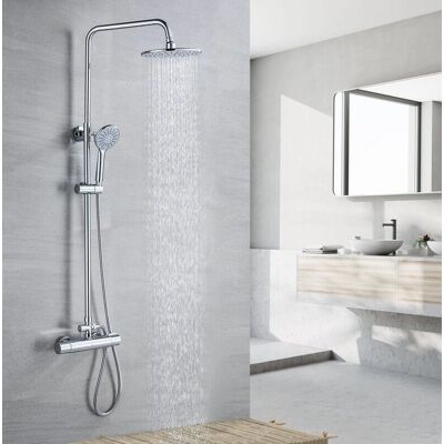 AURALUM Columna de Ducha Termostática - Ducha lluvia y mano - 80-110cm AURALUM Columna de Ducha Termostática - Ducha lluvia y mano - 80-110cm