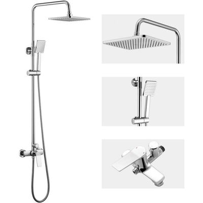 Auralum Columna de Ducha Cromo con Ducha de lluvia y Mano - Altura Ajustable Auralum Columna de Ducha Cromo con Ducha de lluvia y Mano - Altura Ajustable