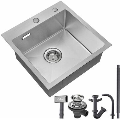 Auralum Lavello da Cucina in Acciaio Inox 45x45cm - Vasca Singola, Appoggio Auralum Lavello da Cucina in Acciaio Inox 45x45cm - Vasca Singola, Appoggio
