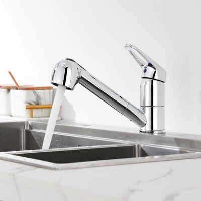 AURALUM Chrom Küchenarmatur mit ausziehbarer Brause - Küchenarmatur AURALUM Chrom Küchenarmatur mit ausziehbarer Brause - Küchenarmatur