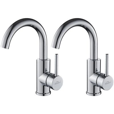 AURALUM - 2X Grifo Lavabo 360° Giratorio - Grifo de baño AURALUM - 2X Grifo Lavabo 360° Giratorio - Grifo de baño