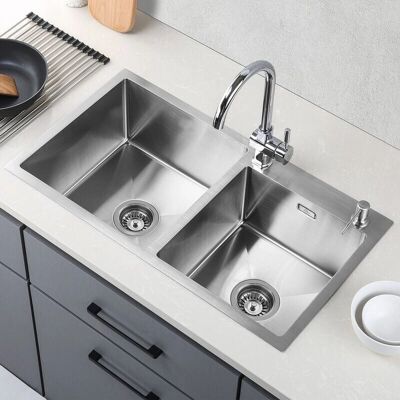 Fregadero Auralum Max Acero Inoxidable - 2 Senos, 75x45cm Fregadero Auralum Max Acero Inoxidable - 2 Senos, 75x45cm