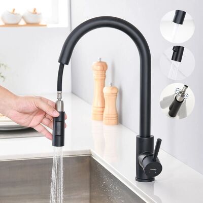 Lonheo - Grifo de cocina con rociador extraíble, giratorio 360°, monomando, con aireador extraíble - Tipo de Cocina Lonheo - Grifo de cocina con rociador extraíble, giratorio 360°, monomando, con aireador extraíble - Tipo de Cocina