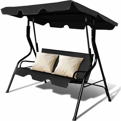 COSTWAY - Dondolo a Tre Posti con Oscurante - Canopy - Nero COSTWAY - Dondolo a Tre Posti con Oscurante - Canopy - Nero