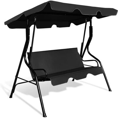 COSTWAY - Dondolo a Tre Posti con Oscurante - Canopy - Nero COSTWAY - Dondolo a Tre Posti con Oscurante - Canopy - Nero
