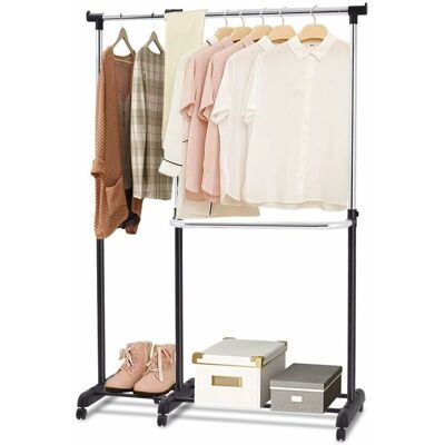Costway - Burro Extensible - Negro - 6 Ruedas - Perchero Costway - Burro Extensible - Negro - 6 Ruedas - Perchero