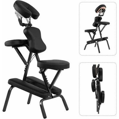 Costway - Silla de Masaje Plegable - Altura Ajustable - Negro - Silla de Masaje Costway - Silla de Masaje Plegable - Altura Ajustable - Negro - Silla de Masaje
