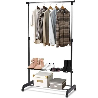 COSTWAY Porta Abiti in Acciaio Regolabile con Ruote - Organizzatore di Vestiti COSTWAY Porta Abiti in Acciaio Regolabile con Ruote - Organizzatore di Vestiti