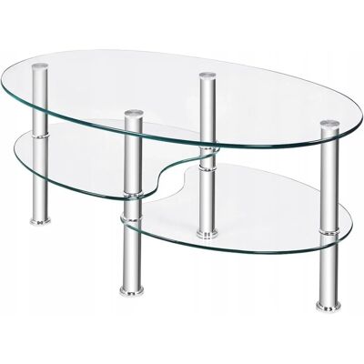 Costway - 3-Tier Glass Oval - Verhard glas - Salontafel Costway - 3-Tier Glass Oval - Verhard glas - Salontafel