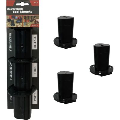 Supports d'outils Stealthmounts M12 - Pack de 3 - Noir - Publicité Supports d'outils Stealthmounts M12 - Pack de 3 - Noir - Publicité