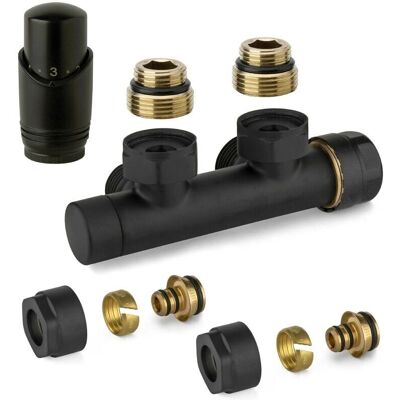 Kit válvula termostática H negra - Cuadrado, 50mm, Multiconexiones Kit válvula termostática H negra - Cuadrado, 50mm, Multiconexiones