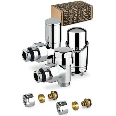 Conjunto de válvula termostática cromada APM - Válvula de radiador Conjunto de válvula termostática cromada APM - Válvula de radiador