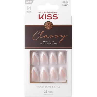 Classy Nails Vestido de Seda - Unhas Postiças Estilo Francês Caixão Longo 28 pcs Classy Nails Vestido de Seda - Unhas Postiças Estilo Francês Caixão Longo 28 pcs