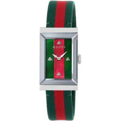 Gucci YA147404 Grünes Rotes Perlmutt Damenuhr - Damenuhr Gucci YA147404 Grünes Rotes Perlmutt Damenuhr - Damenuhr