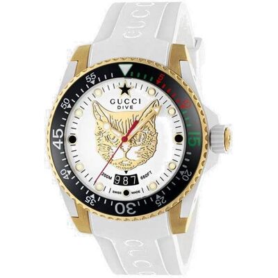 Gucci YA136322 Λευκό ρολόι με λαστιχένιο λουρί - Ρολόγι Gucci YA136322 Λευκό ρολόι με λαστιχένιο λουρί - Ρολόγι