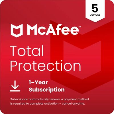 McAfee Total Protection Antivirus - 5 Licenses - 1 Year McAfee Total Protection Antivirus - 5 Licenses - 1 Year
