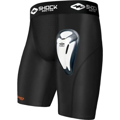 Shock Doctor 221 Compressie Shorts met BioFlex Protector - Mannen Zwart Shock Doctor 221 Compressie Shorts met BioFlex Protector - Mannen Zwart