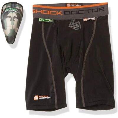 Pantalones cortos de compresión Shock Doctor AirCore con copa dura - Negro Pantalones cortos de compresión Shock Doctor AirCore con copa dura - Negro