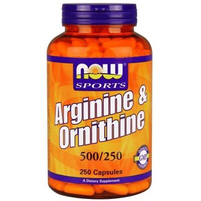 Now Foods, Sport, Arginina i Ornityna, 500 mg / 250 mg, 250 Kapsułek Roślinnych - Suplement diety Now Foods, Sport, Arginina i Ornityna, 500 mg / 250 mg, 250 Kapsułek Roślinnych - Suplement diety
