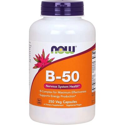 Now Foods Vitamine B-50 - 250 Capsules Végétales - Vitamines - Publicité Now Foods Vitamine B-50 - 250 Capsules Végétales - Vitamines - Publicité