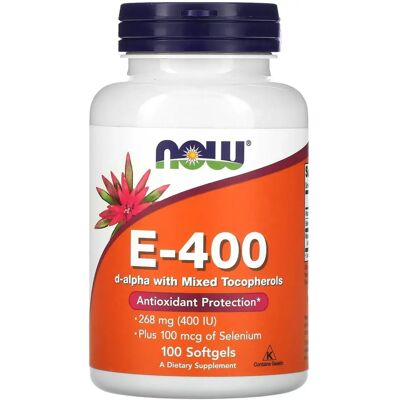 NOW Foods Vitamin E-400 IU mit Selen - 100 Weichgel NOW Foods Vitamin E-400 IU mit Selen - 100 Weichgel