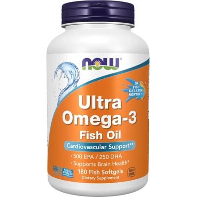 NOW Foods Ultra Omega-3 Huile de Poisson Softgels - 180 Capsules - Soutien Cardiaque & Cérébral - Publicité NOW Foods Ultra Omega-3 Huile de Poisson Softgels - 180 Capsules - Soutien Cardiaque & Cérébral - Publicité