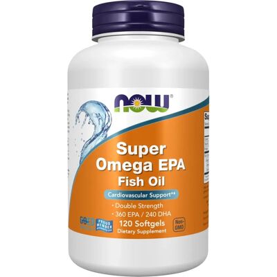 NOW Foods Super Omega EPA Destilado Molecular - 120 cápsulas moles - Suplemento alimentar NOW Foods Super Omega EPA Destilado Molecular - 120 cápsulas moles - Suplemento alimentar