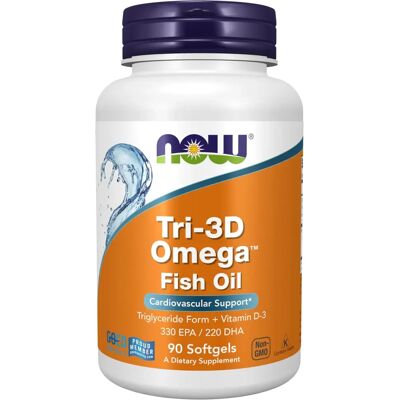 NOW Foods Tri-3D Omega - Complément d'huile de poisson - EPA & DHA - Soutien cœur & cerveau - Publicité NOW Foods Tri-3D Omega - Complément d'huile de poisson - EPA & DHA - Soutien cœur & cerveau - Publicité