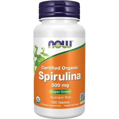 NOW Foods Spirulina Orgânica - 3000 mg - 100 comprimidos NOW Foods Spirulina Orgânica - 3000 mg - 100 comprimidos