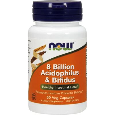 NOW Foods 8 Milliards d'Acidophilus & Bifidus Capsules Végétariennes - Probiotiques - Publicité NOW Foods 8 Milliards d'Acidophilus & Bifidus Capsules Végétariennes - Probiotiques - Publicité