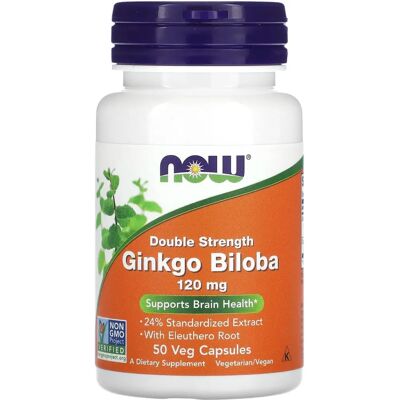 NOW Foods Ginkgo Biloba - Standaryzowany Ekstrakt - 120mg - Podwójna Siła NOW Foods Ginkgo Biloba - Standaryzowany Ekstrakt - 120mg - Podwójna Siła