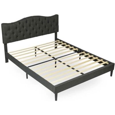 Cama doble gris acolchada de Meubles Cosy - Cama Cama doble gris acolchada de Meubles Cosy - Cama
