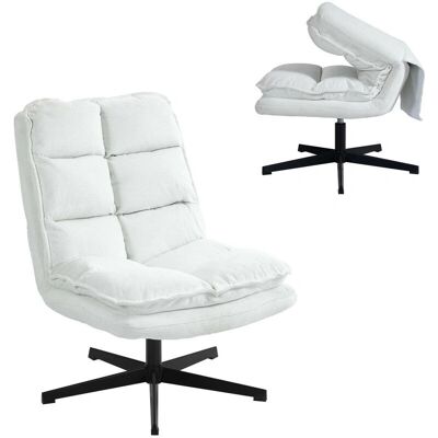 MEUBLES COSY - Sillón de ocio plegable - Tela blanca - Silla MEUBLES COSY - Sillón de ocio plegable - Tela blanca - Silla