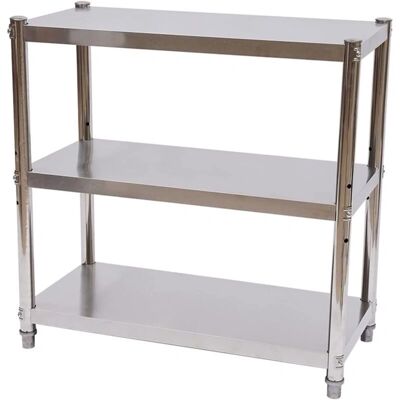 GOJOY - 3‑Stufiger Edelstahl - 80x80x40 cm - Aufbewahrungsregal GOJOY - 3‑Stufiger Edelstahl - 80x80x40 cm - Aufbewahrungsregal