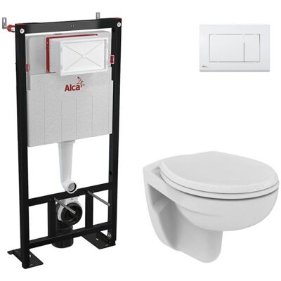 Pack WC Alca - Cisterna autoportante, sin brida, placa blanca Pack WC Alca - Cisterna autoportante, sin brida, placa blanca