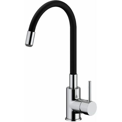 Siko - Grifo de cocina con curva de silicona flexible - Negro/Cromado Siko - Grifo de cocina con curva de silicona flexible - Negro/Cromado