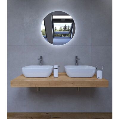 Conjunto de baño Halifax de roble - 120x8x50 cm - Serie cerámica y madera Conjunto de baño Halifax de roble - 120x8x50 cm - Serie cerámica y madera